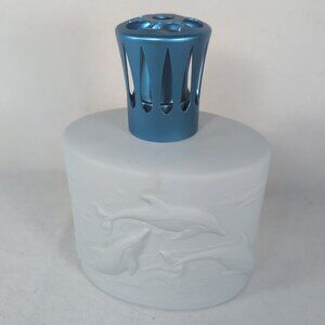 Lampe Berger RARE Dolphin White Bisque Blue Nautical Fragrance Oil Lamp Vintage